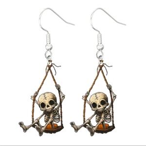 NEW! Swinging Skeleton Halloween Goth Horror Earrings